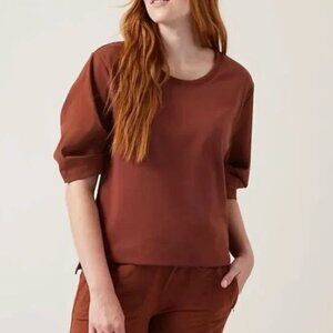 Athleta Rust puff-sleeve top, size Large